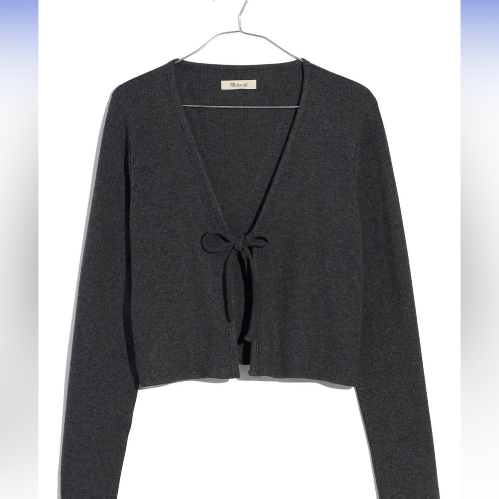 Madewell charcoal tie front cardigan